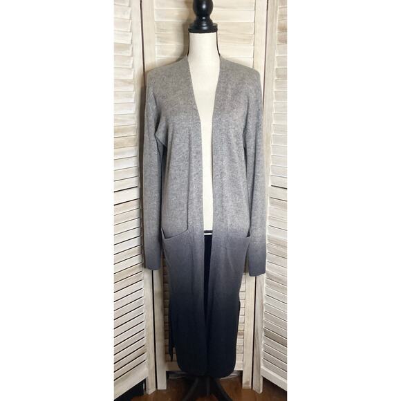 525 America 100% Cashmere Gray Marled Ombré Duster Open Cardigan S - Picture 3 of 10